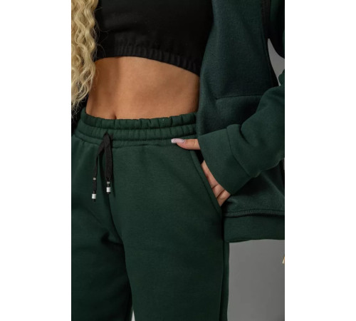 Спортивний костюм жіночий на флісі, колір темно-зелений, 244R7777