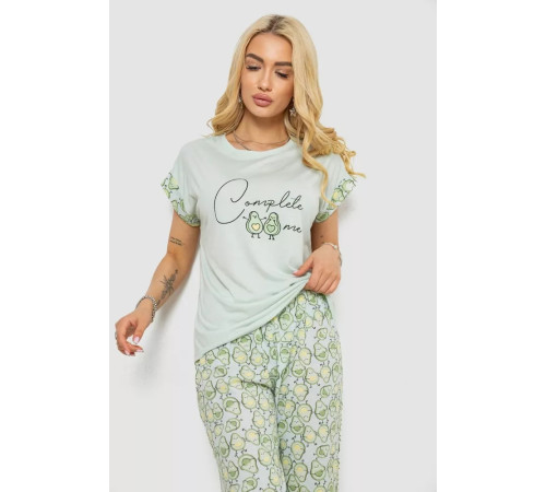 Женская пижама с принтом, цвет мятный, 243R2085