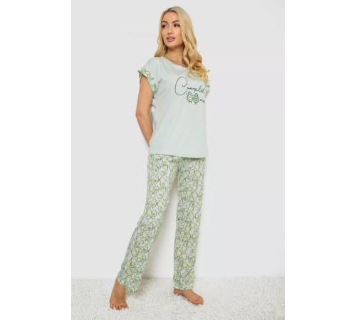 Женская пижама с принтом, цвет мятный, 243R2085
