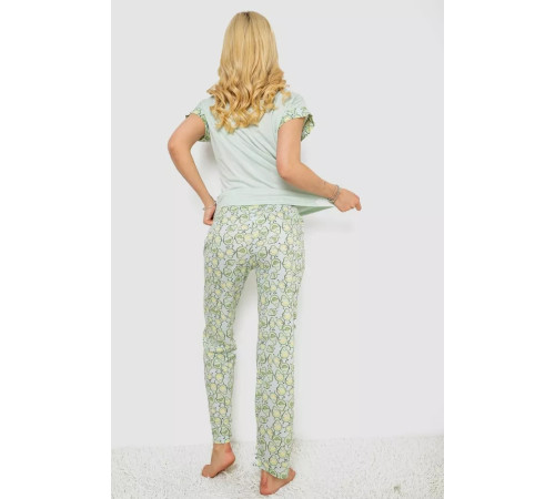 Женская пижама с принтом, цвет мятный, 243R2085