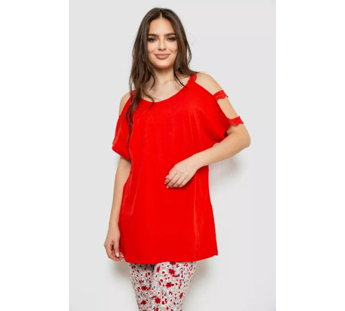 Жіноча піжама з принтом, колір червоний, 243R1602-018