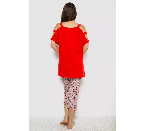 Жіноча піжама з принтом, колір червоний, 243R1602-018