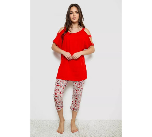 Жіноча піжама з принтом, колір червоний, 243R1602-018