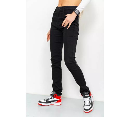 Джинси жіночі однотонні, колір чорний, 226R9538-4