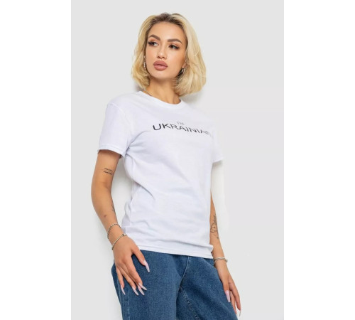 Женская футболка с принтом, цвет белый, 238R57383-1