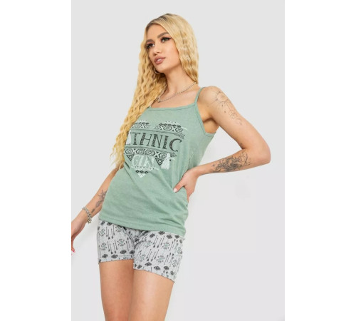 Жіноча піжама з принтом, колір оливковий, 238R3116