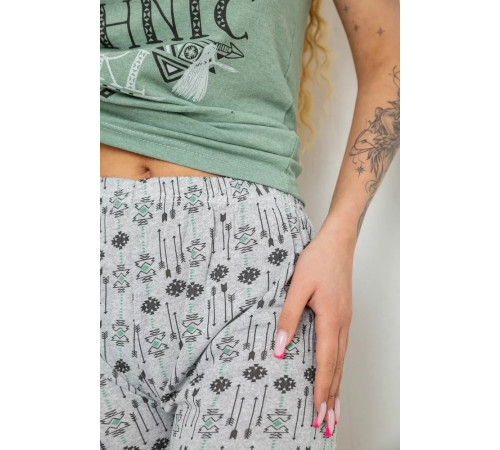 Жіноча піжама з принтом, колір оливковий, 238R3116