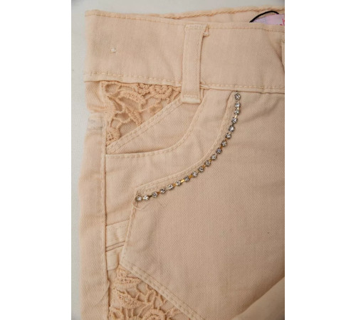 Джинсовые шорты для девочки, цвет бежевый, 247R10033