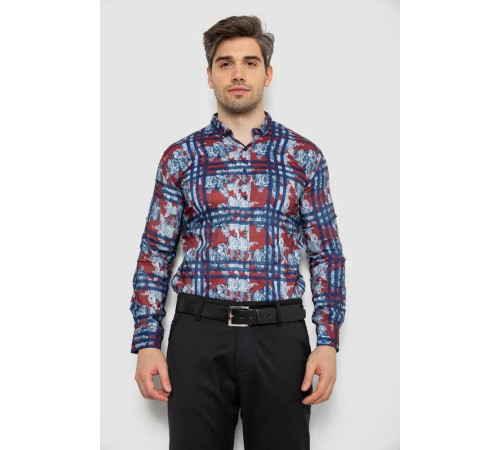 Рубашка мужская с принтом, цвет бордовый, 214R1038