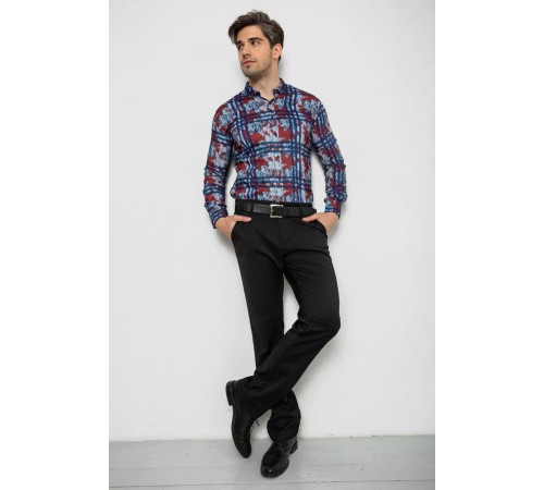 Рубашка мужская с принтом, цвет бордовый, 214R1038