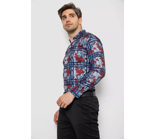 Рубашка мужская с принтом, цвет бордовый, 214R1038
