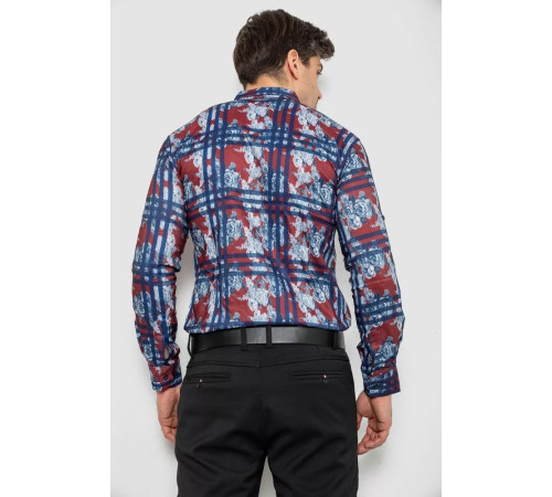 Рубашка мужская с принтом, цвет бордовый, 214R1038