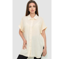 Рубашка женская однотонная на пуговицах, цвет светло-бежевый, 102R5230.