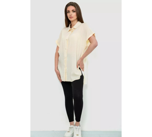 Рубашка женская однотонная на пуговицах, цвет светло-бежевый, 102R5230.
