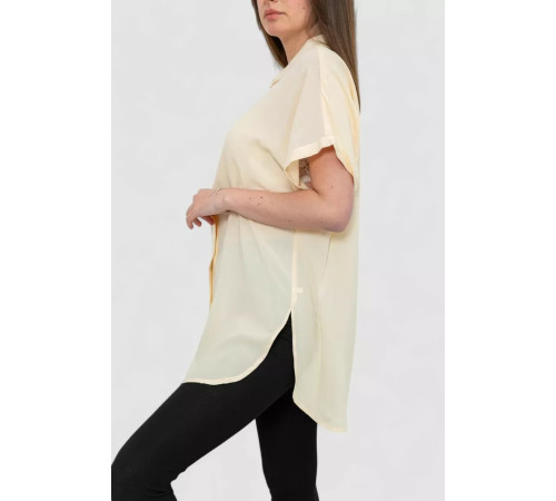 Рубашка женская однотонная на пуговицах, цвет светло-бежевый, 102R5230.