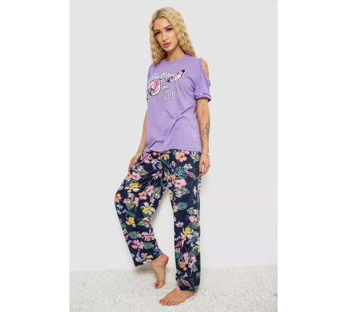 Піжама жіноча з принтом, колір бузково-синій, 243R3038-D