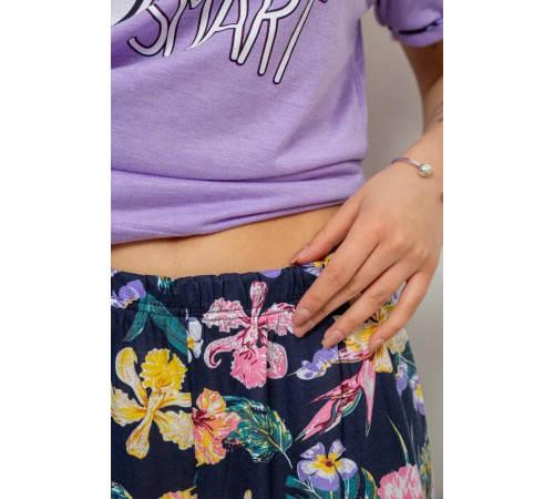 Піжама жіноча з принтом, колір бузково-синій, 243R3038-D