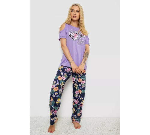 Піжама жіноча з принтом, колір бузково-синій, 243R3038-D