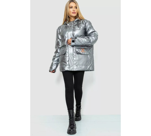 Пуховик женский еврозима, цвет серебристый, 131R0023-1.