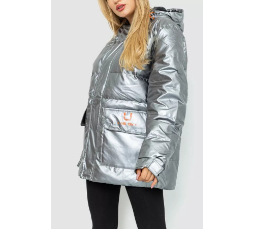 Пуховик женский еврозима, цвет серебристый, 131R0023-1.