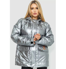 Пуховик жіночий єврозима, колір сріблястий, 131R0023-1