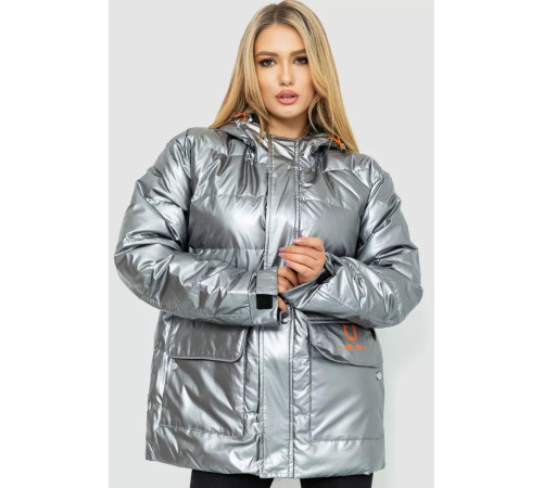 Пуховик женский еврозима, цвет серебристый, 131R0023-1.