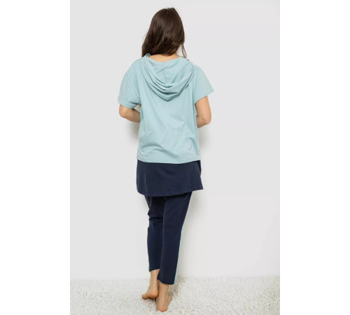 Піжама жіноча з принтом, колір блакитний, 243R1600-031