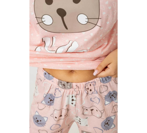 Піжама жіноча з принтом, колір рожевий, 243R15472