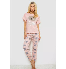 Піжама жіноча з принтом, колір рожевий, 243R15472