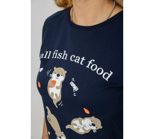 Пижама женская с принтом, цвет сине-молочный, 243R15896.