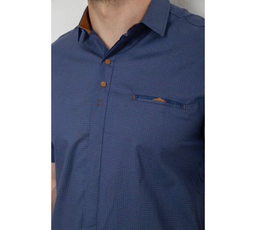 Рубашка мужская с принтом, цвет джинс, 214R7125