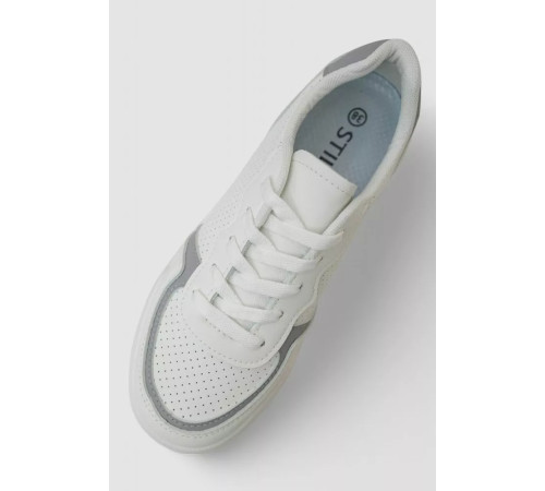 Кеди жіночі з перфорацією, колір біло-сірий, 248RAD60