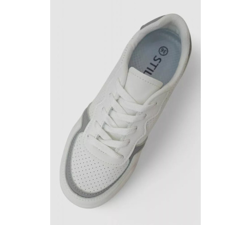 Кеди жіночі з перфорацією, колір біло-сірий, 248RAD60