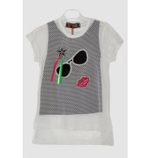 Костюм для дівчаток ошатний, колір біло-чорний, 247R286