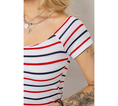 Платье в полоску, цвет бело-красный, 244R536-2.