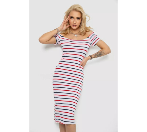 Платье в полоску, цвет бело-красный, 244R536-2.