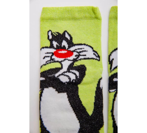 Жіночі шкарпетки, салатового кольору з мультяшним принтом, 167R360