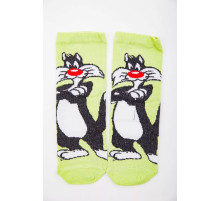 Жіночі шкарпетки, салатового кольору з мультяшним принтом, 167R360