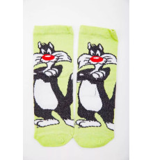 Жіночі шкарпетки, салатового кольору з мультяшним принтом, 167R360