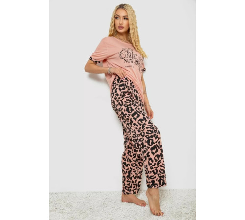 Піжама жіноча з принтом, колір пудровий, 243R3032-A