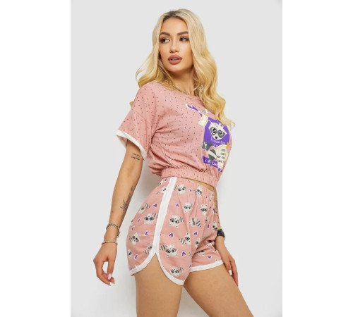 Пижама женская с принтом, цвет персиковый, 243R15421.