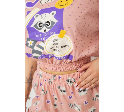 Пижама женская с принтом, цвет персиковый, 243R15421.