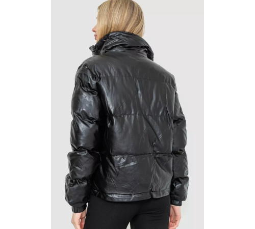Куртка жіноча демісезонна екошкіра, колір чорний, 243R201