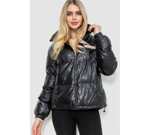 Куртка жіноча демісезонна екошкіра, колір чорний, 243R201
