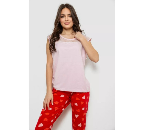 Жіноча піжама з принтом, колір рожевий, 243R1602-010