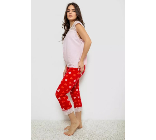 Жіноча піжама з принтом, колір рожевий, 243R1602-010