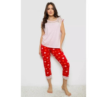 Жіноча піжама з принтом, колір рожевий, 243R1602-010