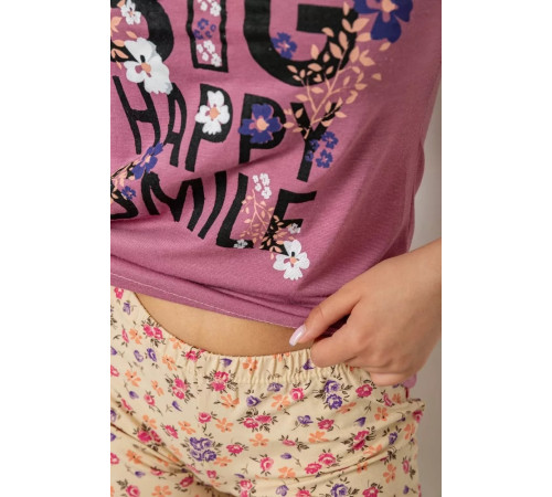 Пижама женская с принтом, цвет пудровый, 243R24481.