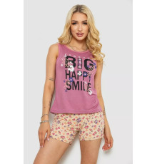 Піжама жіноча з принтом, колір пудровий, 243R24481