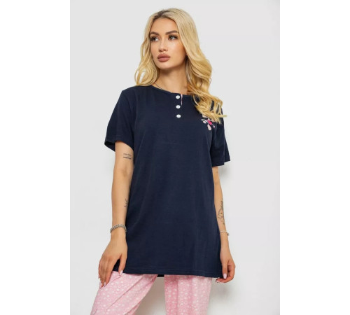 Піжама жіноча з принтом, колір синій, 243R10364